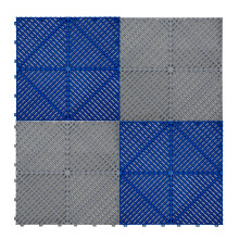 Geventileerde Kliktegels 3,2m x 6m voor Garage en Werkplaatsen, Antislip - 90 Blauw en 30 Grijs