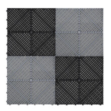 Geventileerde Kliktegels 6m x 6m voor Garage en Werkplaatsen, Antislip - 165 Zwart en 60 Grijs