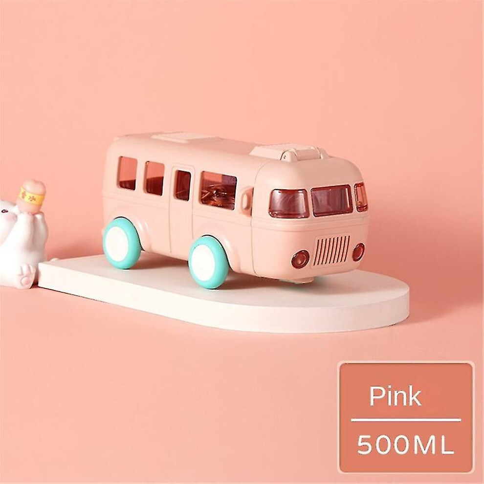 (Pink) 500Ml Car Straw Water Bottle Detachable Leak-Proof Bus Water Bottle With Shoulder Strap Locking Flip Lid Water Kettle For Kids Gifts Pink