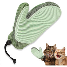 (Blue) Pet Grooming Gloves Cat Brushes Gloves Double Sided Gentle Shedding Brush Gloves Efficient Pet Hair Remover Mitt For Cleaner Couch, Carpet