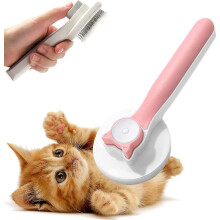 (Pink) Cat Grooming Brush, Self Cleaning Slicker Brushes For Cats, Kitten Fur Brush For Removes Loose Undercoat