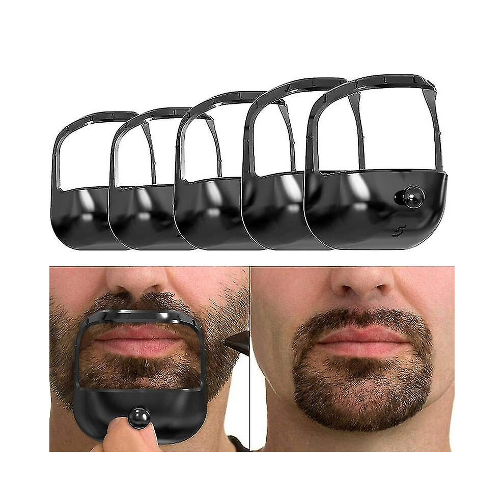 Black (Black) 5 Sizes Goatee Shaving Template Beard Guide Shaper Beard Shaping & Styling Template For Men