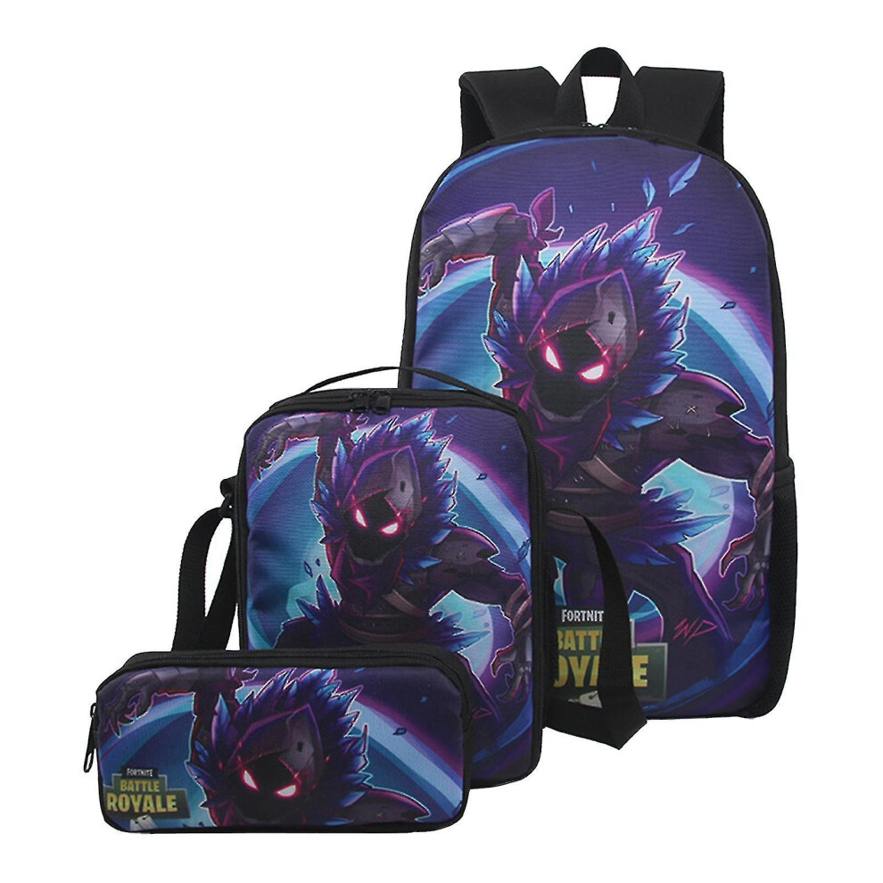 (Style5) Three Piece Kids Fortnite School Bag Backpack Lunch Bag Stationery Bag Gifts Backpack Printed Schoolbag D-image-OPC-PFVX6CH-NEW