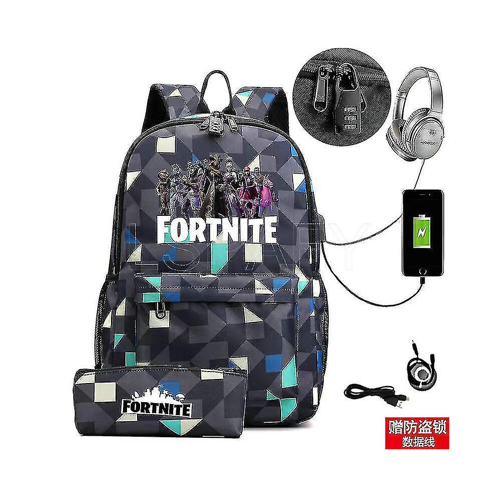 (9) 17-inch Usb Charging Fortnite Print Backpack Children School Bags Boys Fortnite Teenagers Backpack Kids Cartoon Rucksack-r-image-OPC-PFVX6QB-NEW