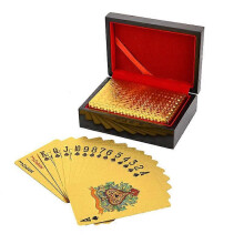 24K Gold Poker Playing Cards Gold Foil Poker Party Birthday Gifts Waterproof playing poker set Wooden Gifts Box