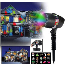 (UK Plug) Christmas Projection Light Star Shower Slide Show Halloween Laser Light