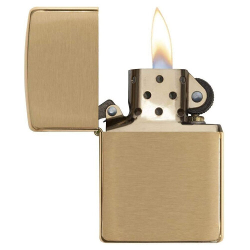 Zippo Zippo Lighter High Brushed Brass Armor Windproof Flame Flip Top Refillable Fuel 1