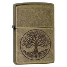 Zippo Tree of Life Antique Brass Windproof Flame Lighter Flip Top Accessory