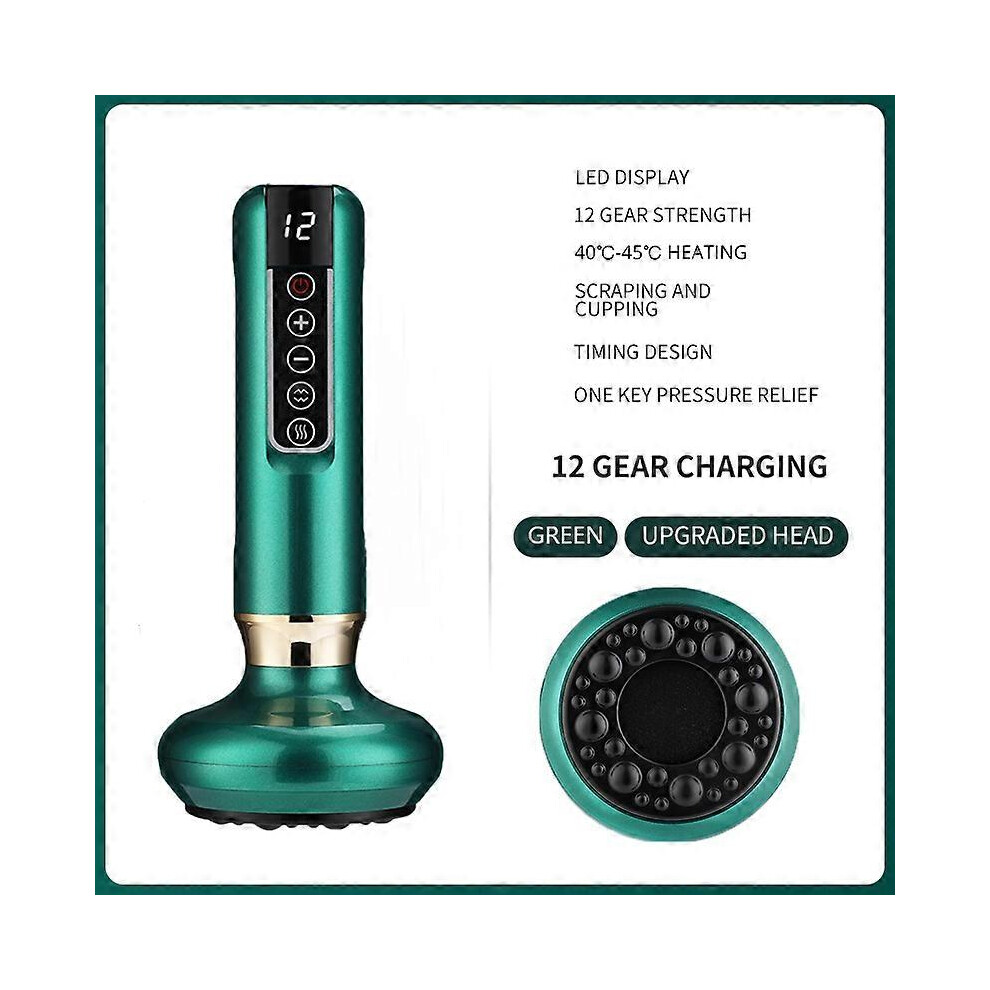 (12 levels-standard) Electric Cupping Massager Vacuum Suction Cup GuaSha Anti Cellulite Beauty Health Scraping Infrared Heat Slimming Massage Therapy