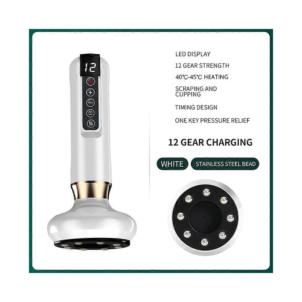 White (White) Electric Cupping Massager Vacuum Suction Cup Guasha Anti Cellulite Beauty Health Scraping Infrared Heat Slimming Massage Therapy