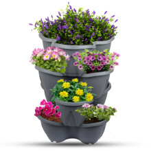 6 x Large Vertical Strawberry Planter Garden Stackable Flower Pots