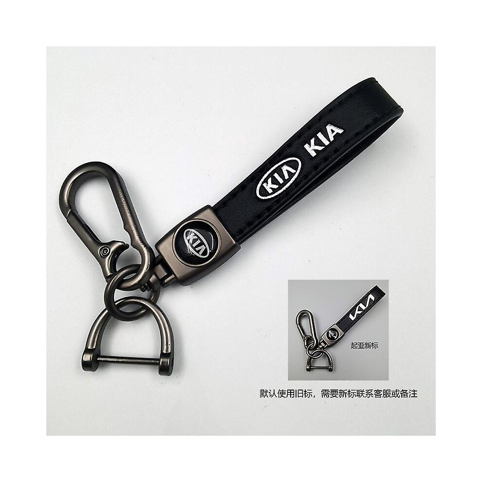 (KIA, Silver Hardware) Car Leather Bike Keychain Metal Finish | Heavy Duty Key Chain | Key Ring And Hook Fittings