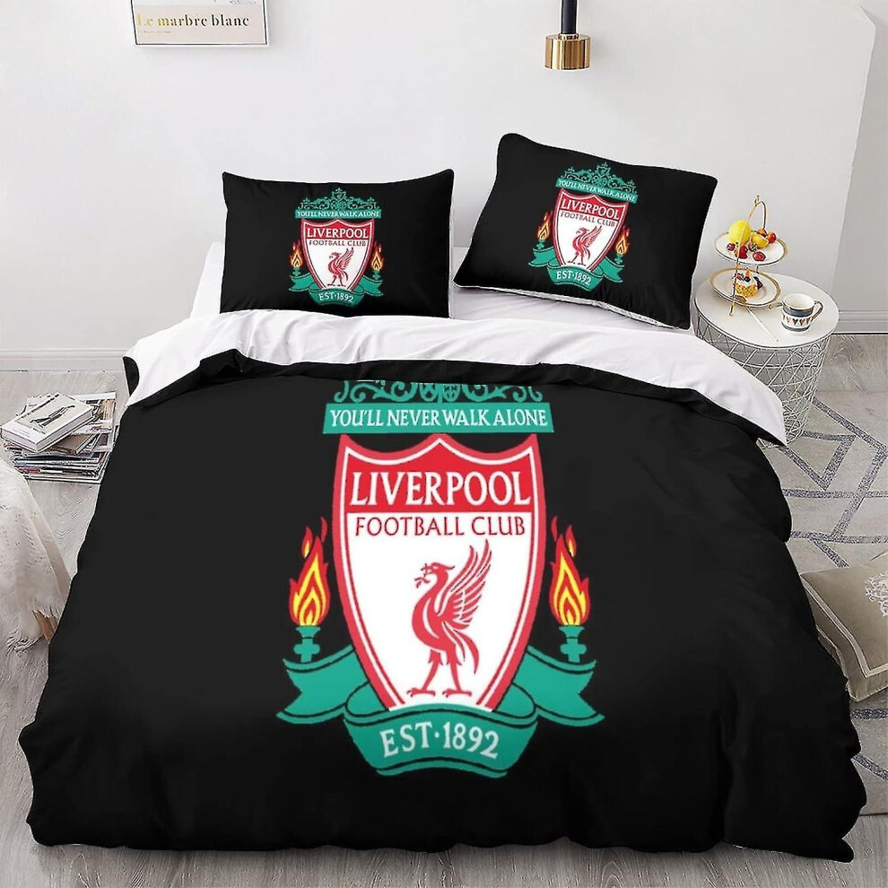 (Double200x200cm) Liverpool Pieces Duvet Cover Set D Printed Bedding Quilt Duvet Cover Super Soft Microfiber Hypoaller