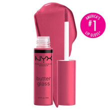NYX PROFESSIONAL MAKEUP Butter Gloss, Icke-klibbig Läppglans - Jordgubbscheesecake (Varm Rosa)