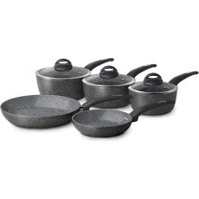 Tower Cerastone T81276 Forged 5 Piece Pan Set with Non-Stick Coating and Soft Touch Handles, 18/20/22 cm Saucepans