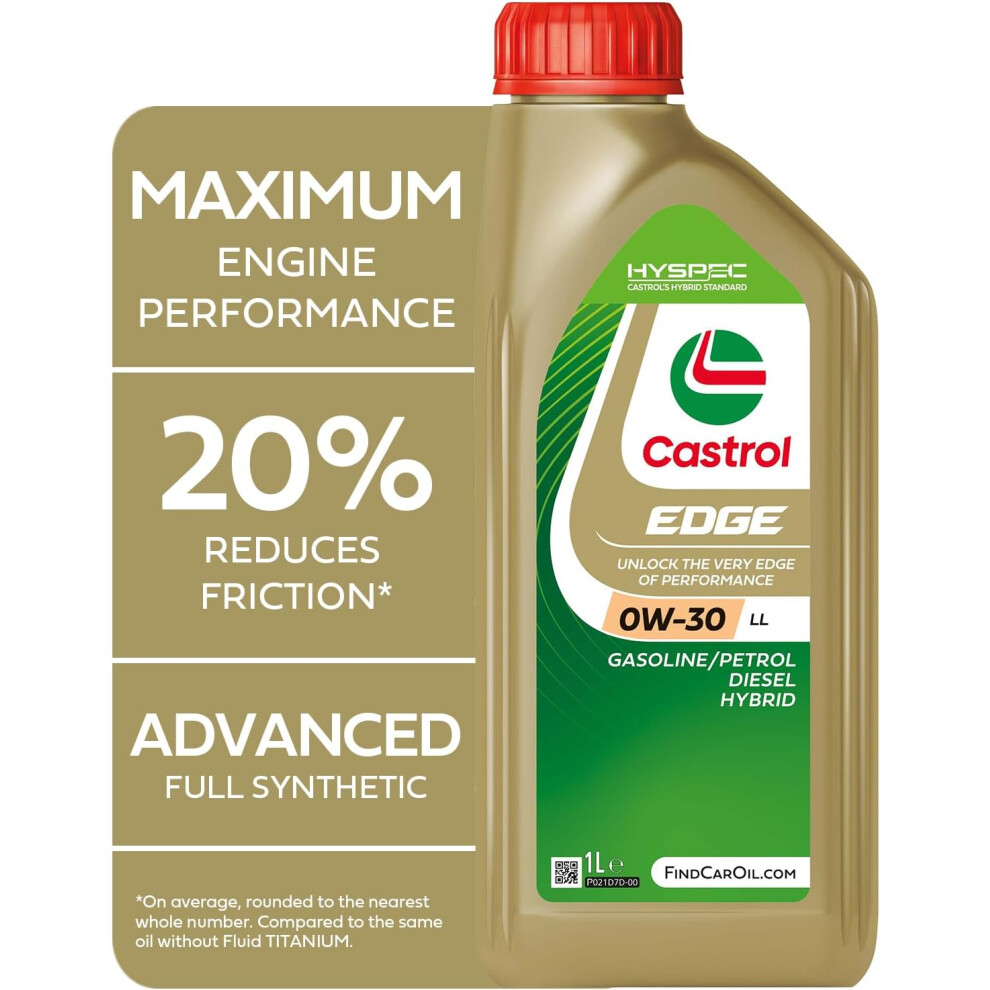 Castrol Edge 0W-30 LL Longlife Engine Oil, 1L, Gold