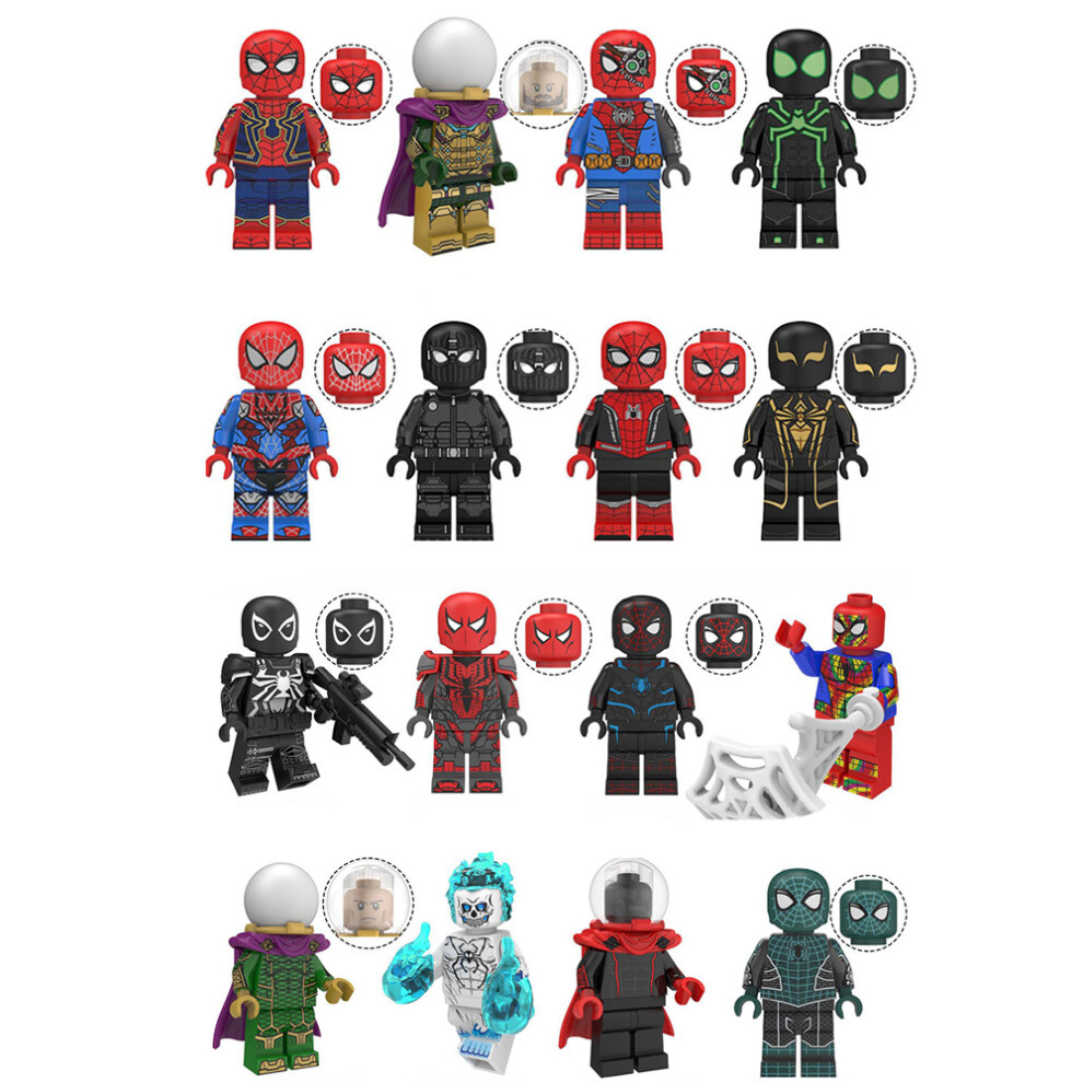 Enekio (16Pcs-A) 16Pcs Marvel Dc Superheroes Spider-Man Minifigures Toys Fit Lego