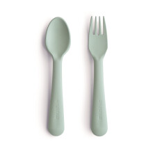 mushie Flatware Fork and Spoon Set For Kids Made in Denmark (Sage)