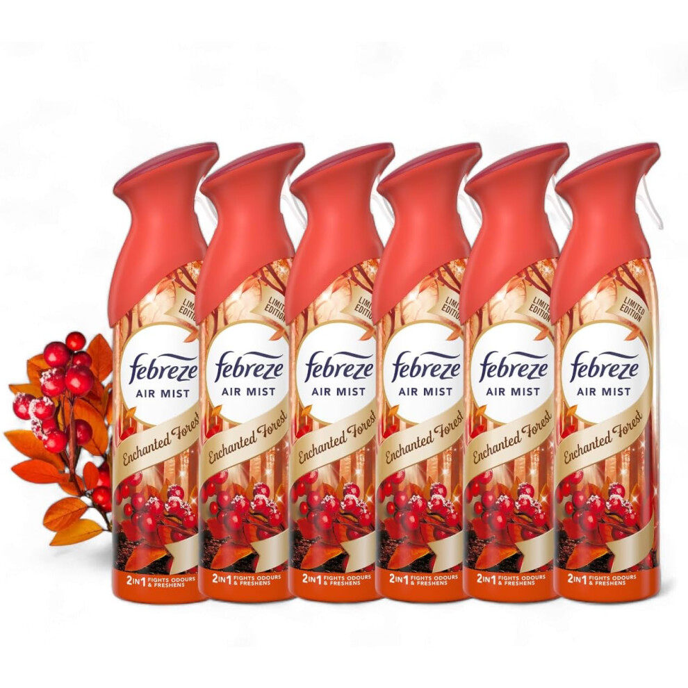 6 X 185 Ml Febreze Air Mist Air Freshener Spray - Enchanted Forest