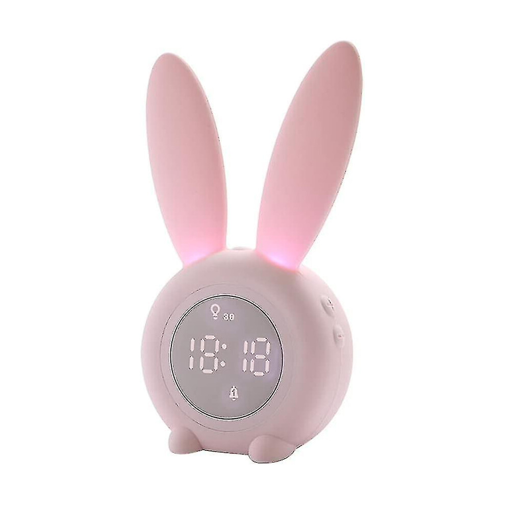 Rabbit Alarm Clock Kids Creative Led Bunny Night Light Touch Control And Rechargeable Sleep Trainer For Children Bedroom