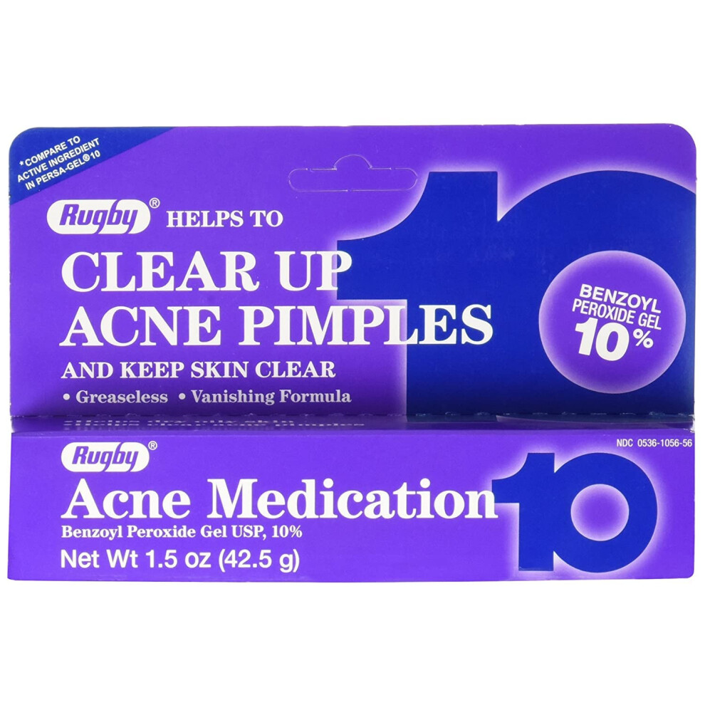 RUGBY BENZOYL PEROXIDE ACNE MEDICATION 1.5 oz per Tube