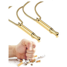 (Gold, 2Pcs) Stop Smoking Necklace, Anxiety Necklacevape Necklace, Breathing Necklace Stop Smoking, Breathing Exercises, Christmas Gift