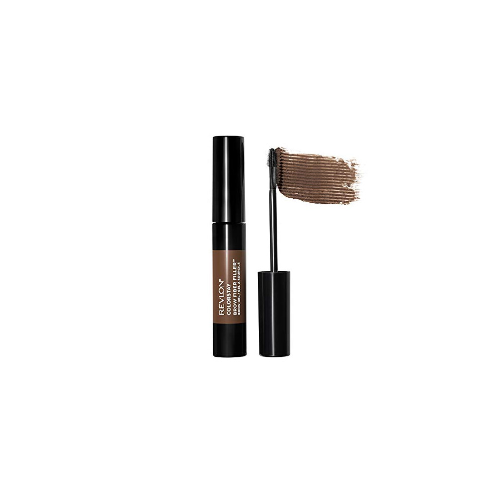 REVLON ColorStay Brow Fiber Filler, Longwearing & Volumizing Waterproof Eyebrow Gel, 303 Medium Brown, 0.23 fl. oz.