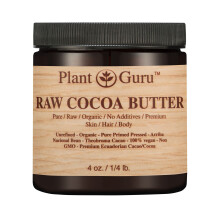 Beurre de Cacao Brut 4 oz. 100% Pur Naturel Pressé à Froid. Croissance Peau Corps Cheveux, Crèmes, Baume à Lèvres, Savons