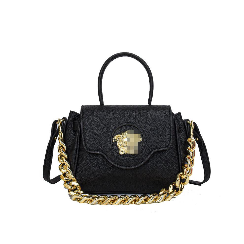 (Black) Solid Color Handbag Flap Shoulder Bag Crossbody Bag Black