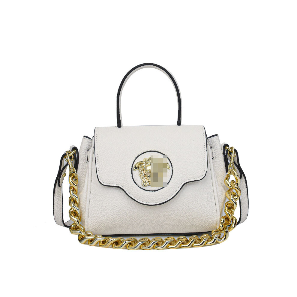 (White) Solid Color Handbag Flap Shoulder Bag Crossbody Bag Black
