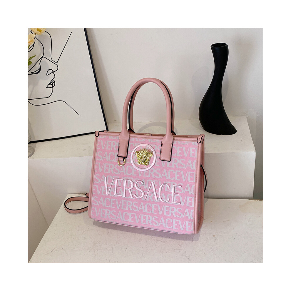 (Pink) Lettered Shoulder Crossbody Tote Bag Pink