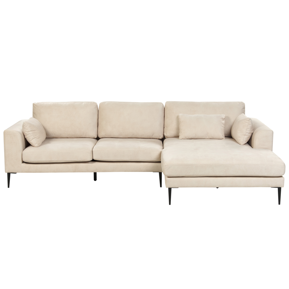 Velvet Left Hand Corner Sofa Cream FLAM