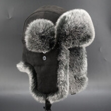 (Black (deerskin velvet Lei Feng hat)) 1pc Winter Warmth Unisex Trapper Hat, Faux Fur Ear Flaps Outdoor Cap