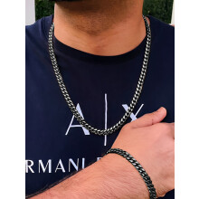 (AY5940203) 3 Pcs Stainless Steel Bracelet Necklace Ring for Men Women Retro