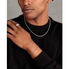 (AY6096801) 3 Pcs Stainless Steel Bracelet Necklace Ring for Men Women Retro