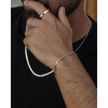 (AY6096901) 3 Pcs Stainless Steel Bracelet Necklace Ring for Men Women Retro