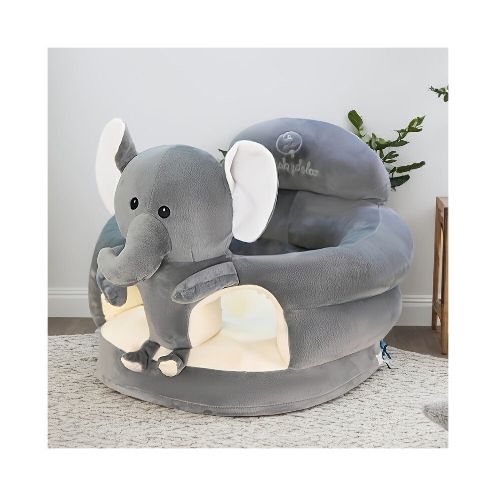 (Gray) 1pc LIBSIT Baby Sitting Chair, Plush Toddler Nest Support Seat, Comfortable PVC Puff Chair