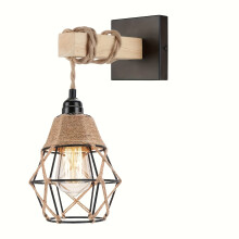 (1pack) Boho Chic Farmhouse Rattan Wall Sconce - Industrial Cage Wood Lamp for Living Room & Bedroom Decor