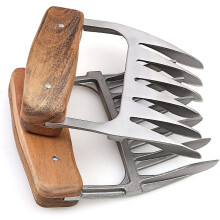 Stainless Steel Wooden Handle Meat Fork For Shredding Pull Handling Lift