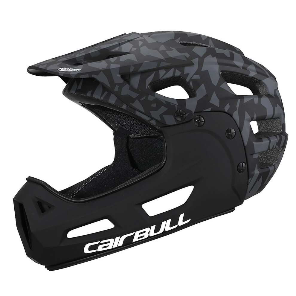 (black,camouflage) Full Face Bike Helmet Adult Cycling Helmet with Detachable Chin Guard and Visor for Mountain Biking