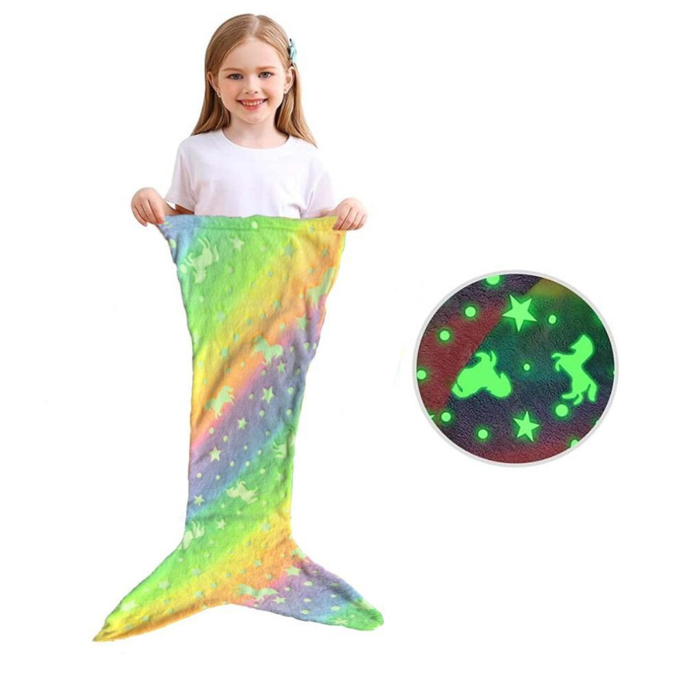 (A) Soft Mermaid Sleeping Bag Flannel Mermaid Tail Blanket Rainbow Mermaid Blanket Adult