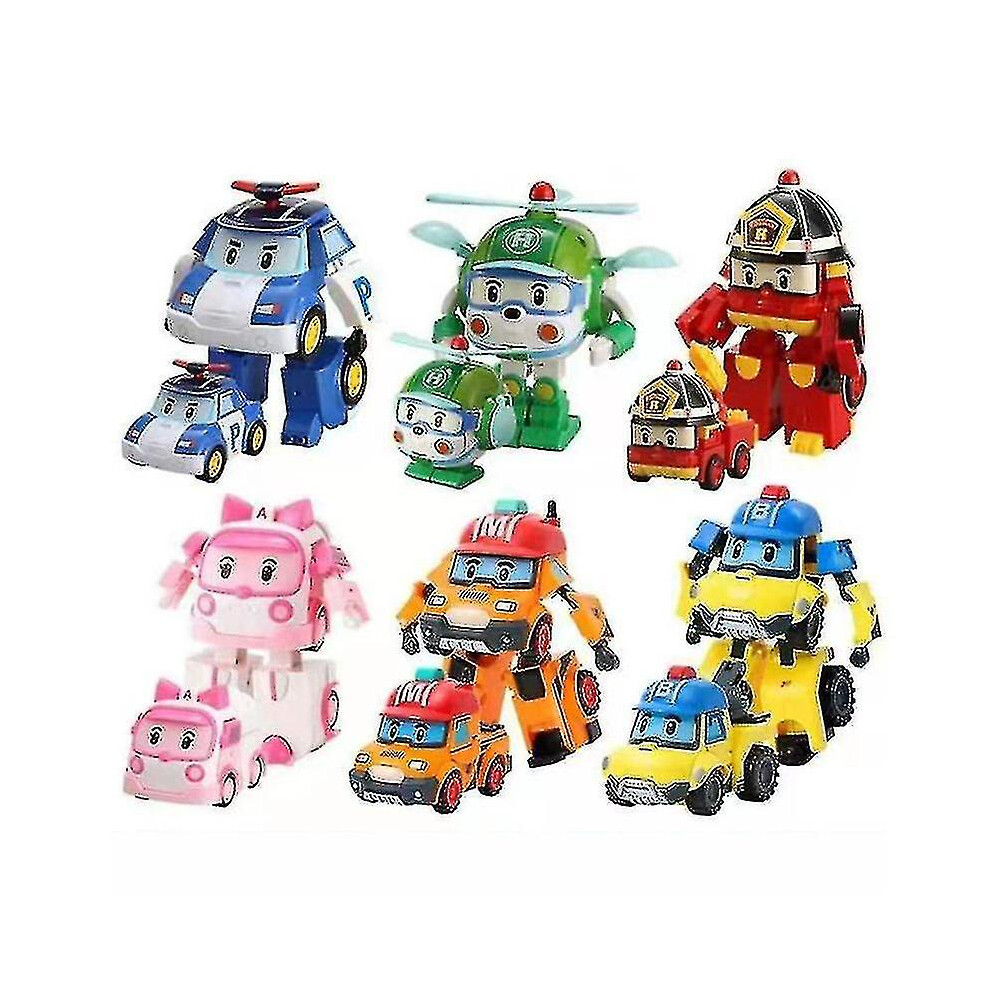 (6PCS) 6stks/set 2023 Korea Speelgoed Polis Robocars Transformatie Robot Poli Roy Amber Anime Metal Action Figure Cartoon Toy Car Child Very Suitable-image-OPC-PFVXWYN-NEW
