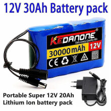 (Batteryx1 Chargerx1) New Portable Super 12v 30000mah Rechargeable Lithium Ion Battery Pack Capacity Dc 12.6v 30ah Cctv Cam Monitor Charger