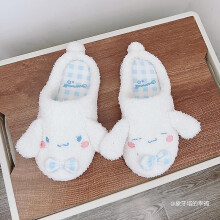 (Style 3, One Size For EU38-39) Sanrio Cinnamoroll Slipper Warm Winter Pom Pom Purin My Melody Indoor Shoes Cute Kuromi Home Shoes For Girl Woman Flat Non-slip
