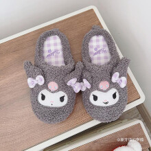 (Style 5, One Size For EU36-37) Sanrio Cinnamoroll Slipper Warm Winter Pom Pom Purin My Melody Indoor Shoes Cute Kuromi Home Shoes For Girl Woman Flat Non-slip