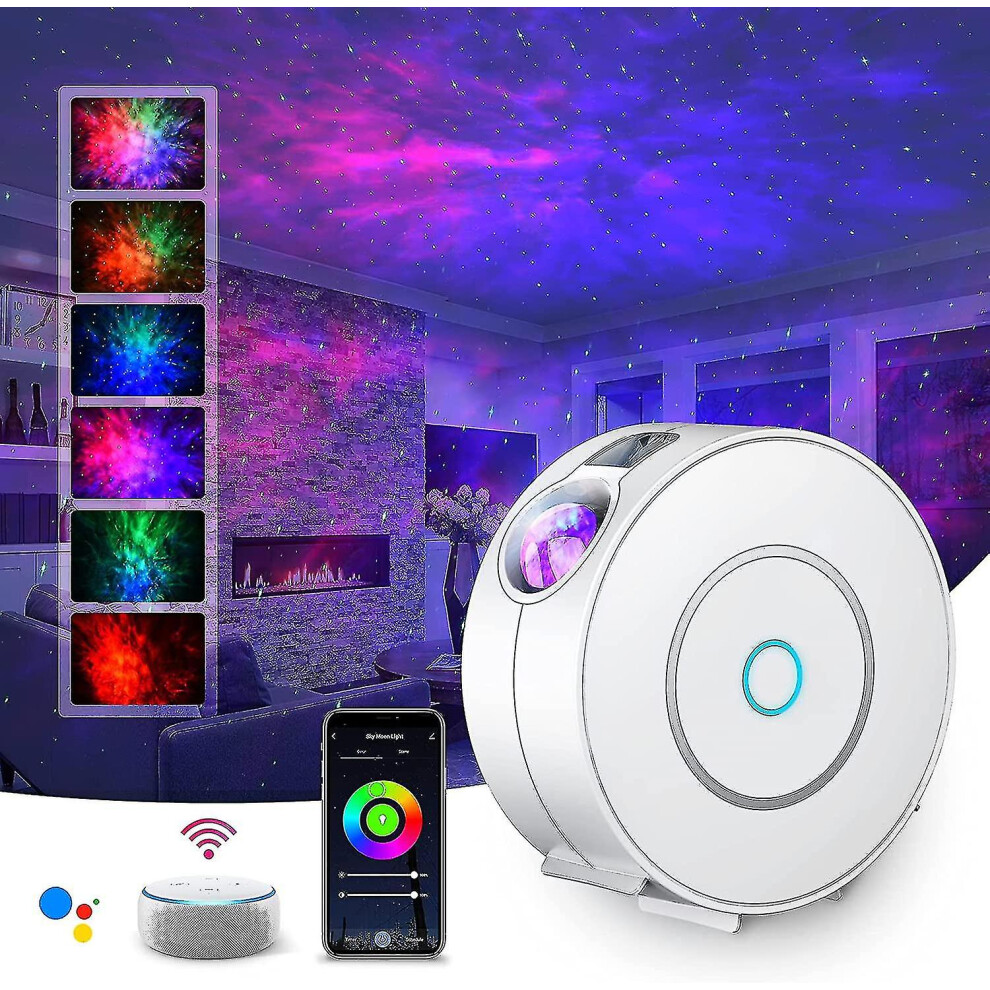 (White) Led Smart Star Projector 3d Galaxy Cloud Star Light Projector Bedroom Night Light