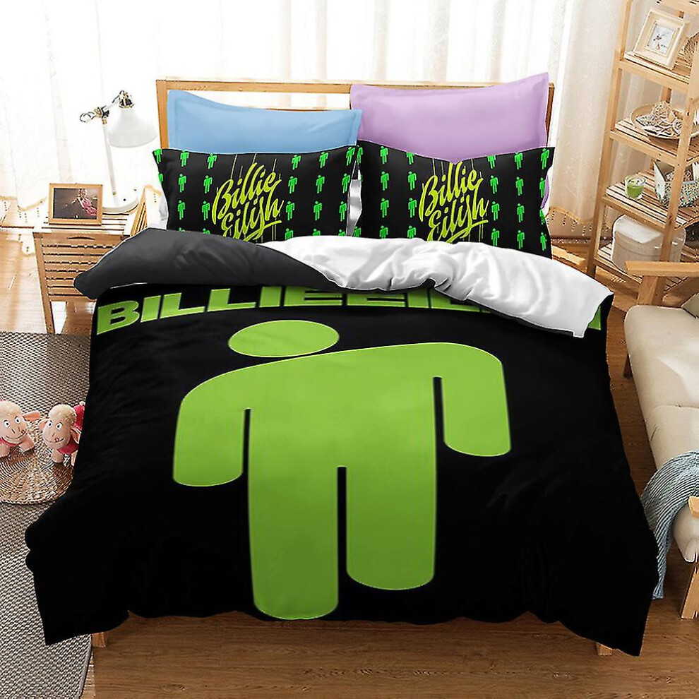 (UK DOUBLE 200x200cm) Be9 Single Double  2/3pcs Bedding Set 3d Printed  Billie Eilish Duvet Cover Quilt Cover Pillowcase