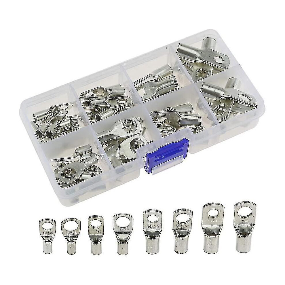 60Pcs Tinned Copper Bolt Hole Crimp Ring Battery Terminals Connector Sc Mouth Outline 3247719298961