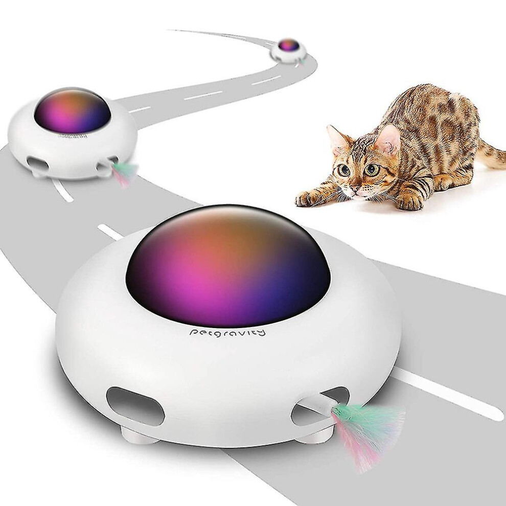 Ufo Interactive Cat Toy, Automatic Cat Feather Mice Toys, Usb Smart Peekaboo Teaser, Automatic Teasing Spinning