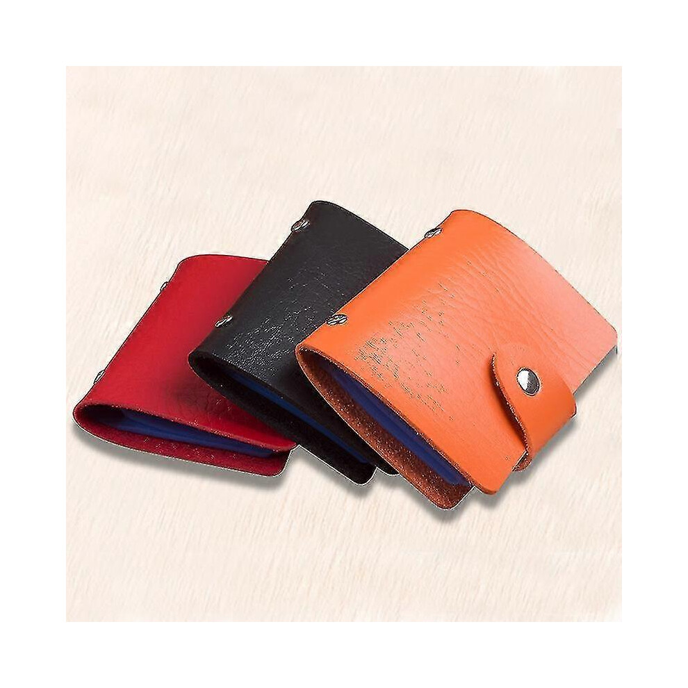 Wuzhou Credit Card Holder, Credit Card Holder Large Capacity 24 Card Slots Leather Credit Card Insert Wallet for Travel Business Travel 3 Pack Red Ora